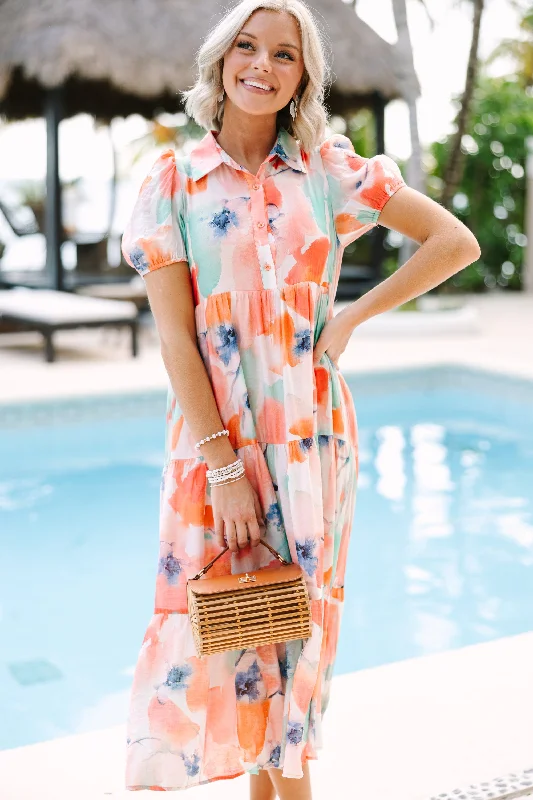 Limited Availability Need You More Green Abstract Floral Midi Dress