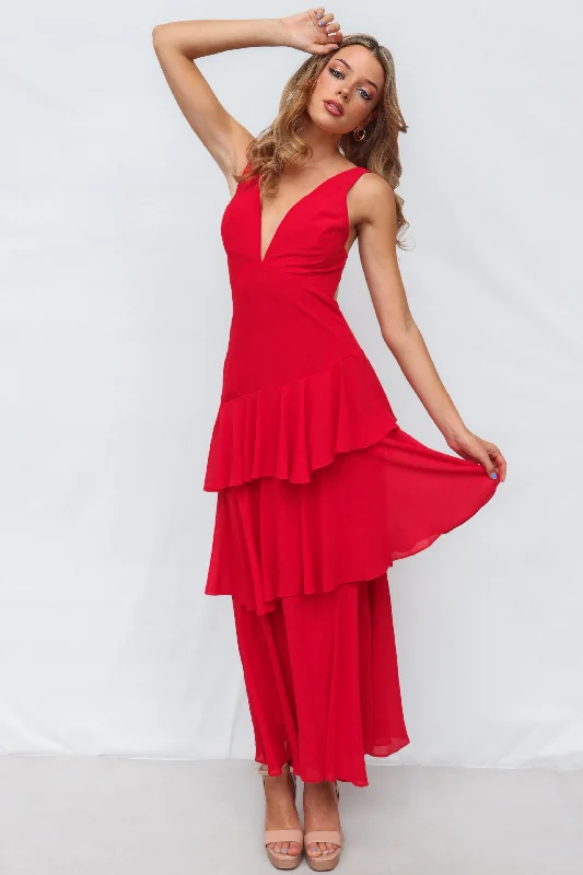 Deep Discounts Elleny Maxi Dress - Red