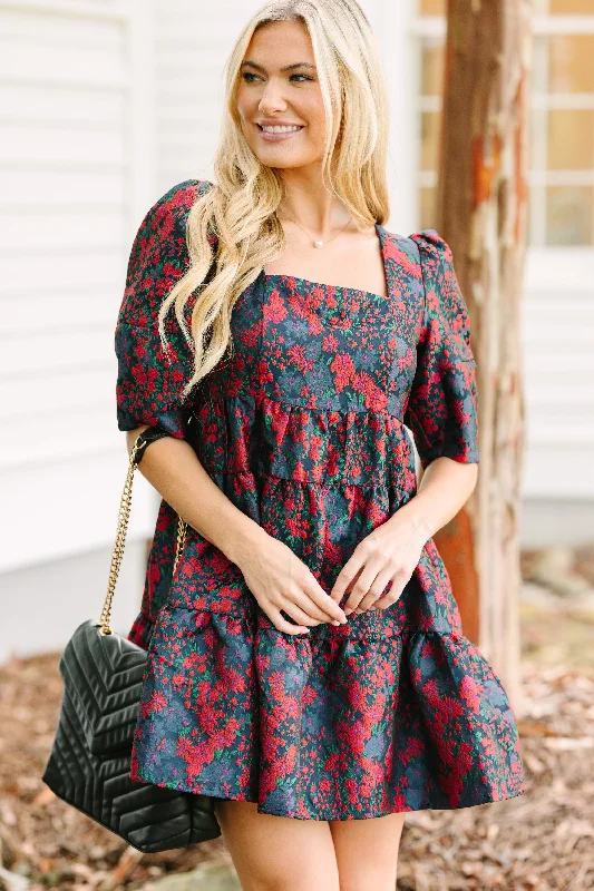 Members Only Care For You Navy Blue Floral Dress