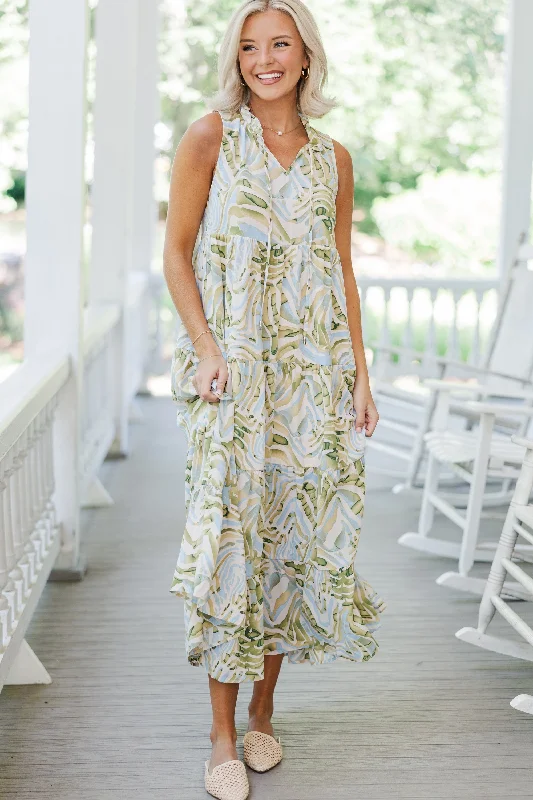 Shop and Save Know You Better Green Abstract Maxi Dress
