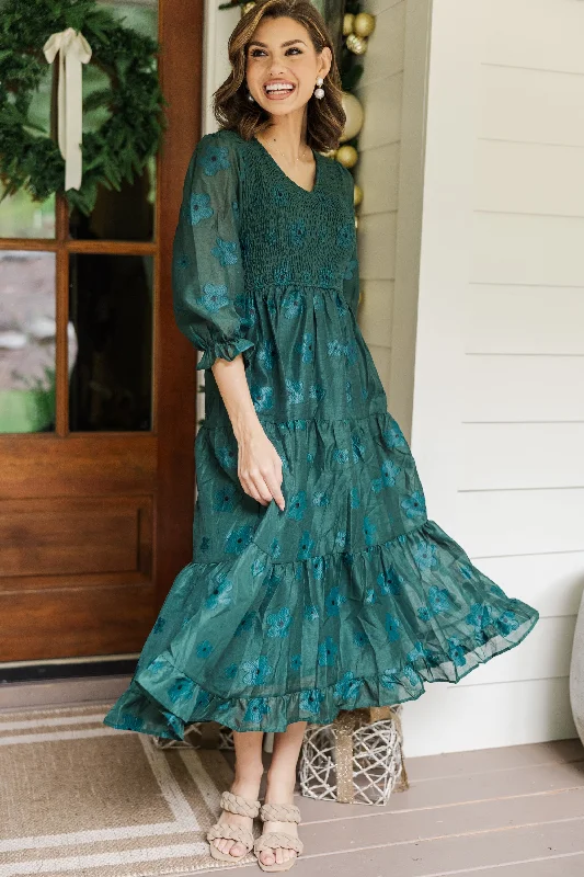 Value Deals Just To Know You Emerald Green Floral Midi Dress