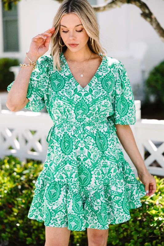 Daily Deals Wanna Be With You Green Floral Dress