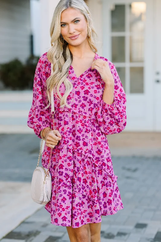 Deal Dash All That You Know Magenta Floral Dress