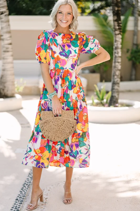 Now or Never Go Your Own Way Pink Floral Midi Dress