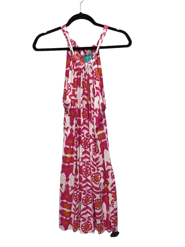 Closeout Sale Pink & White Dress Casual Midi Escapada Living, Size M