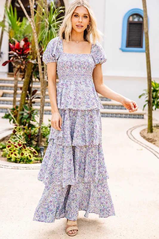 Super Sale Under Clear Skies Blue Ditsy Floral Maxi Dress