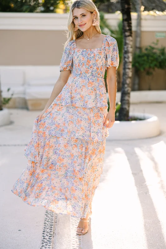 Limited Quantity It's Your Day Orange Floral Maxi Dress