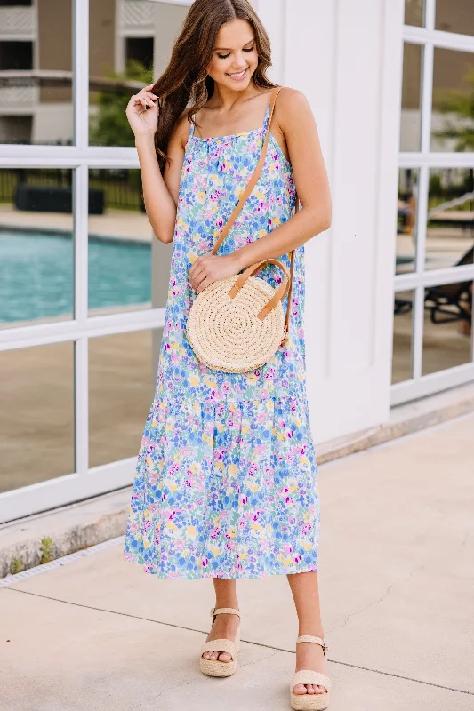 Super Bargain Go With It Pink Ditsy Floral Midi Dress