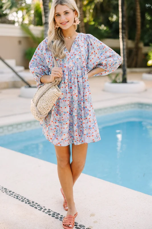 Low Prices Tell It All Light Blue Floral Babydoll Dress