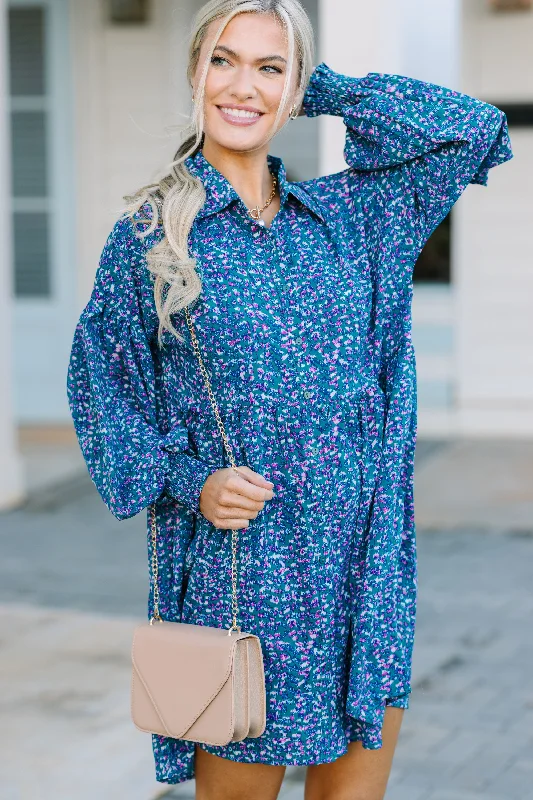 Early Access Find A Way Teal Blue Abstract Dress
