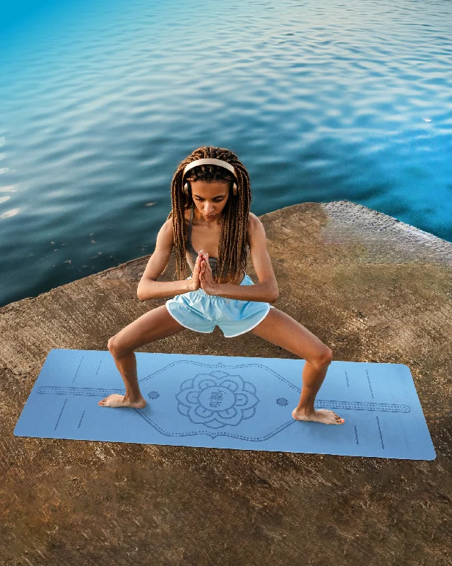 Price Blitz Grhamoy TruAlign Blue Mandala Rubber Yoga Mat | 6 mm Thick