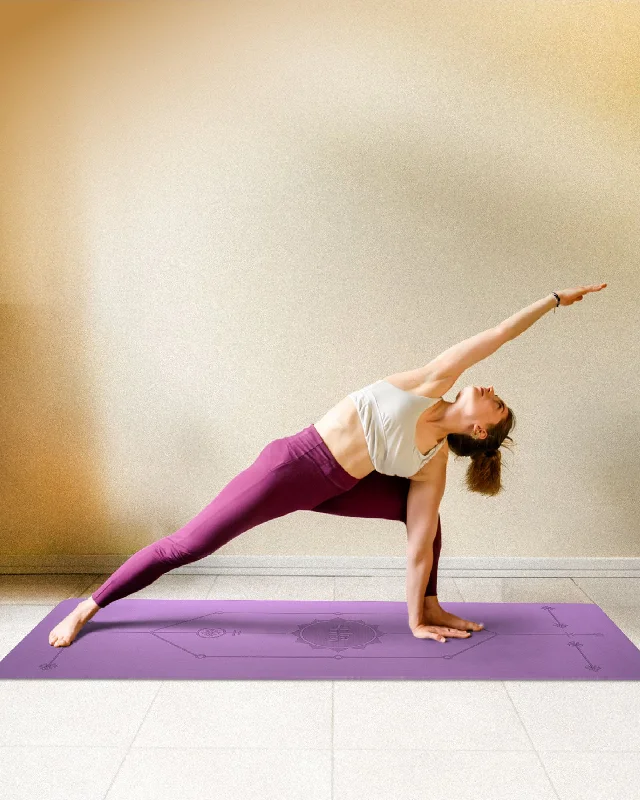 Deal Explosion Grhamoy TruAlign Purple Warrior Rubber Yoga Mat | 6 mm Thick