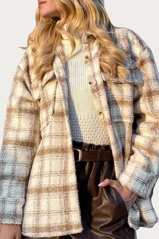 Special Price Checked Shirt-Jacket In Beige