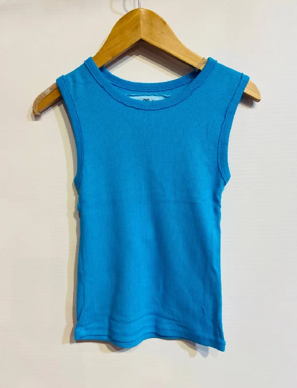 Final Markdown Fitted Crew Top Tank In Blue
