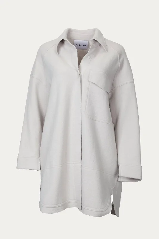 Seasonal Clearance Oversized Wool Shirt-Jacket In Light Grey