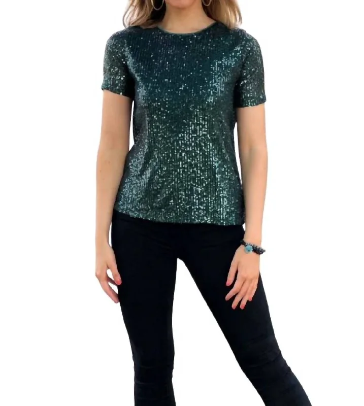New Arrival Sequin Top In Green