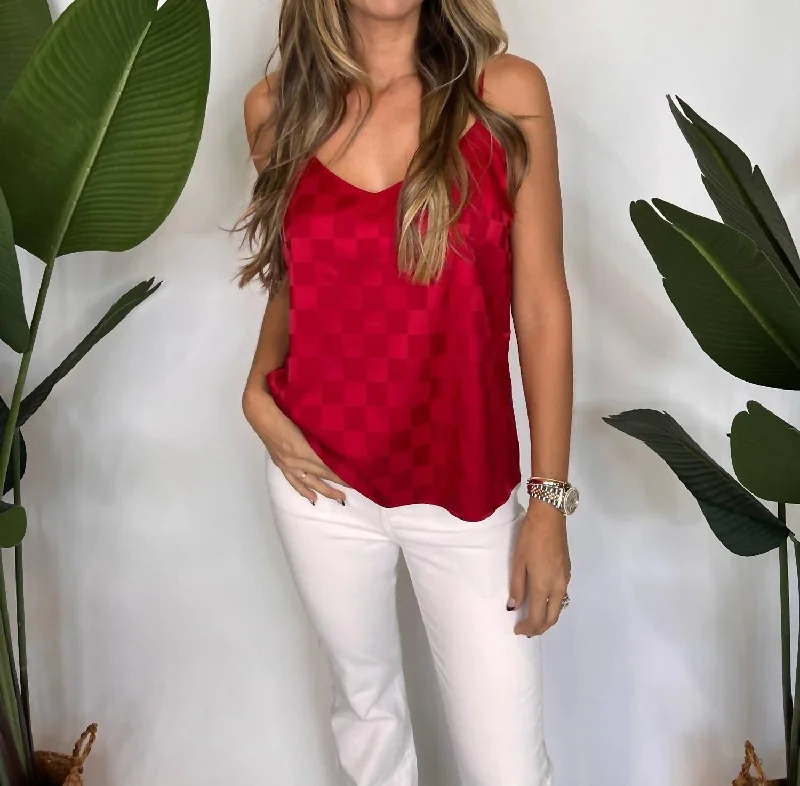 Don't Miss Spotlight Tank Checkerboard Satin In Red