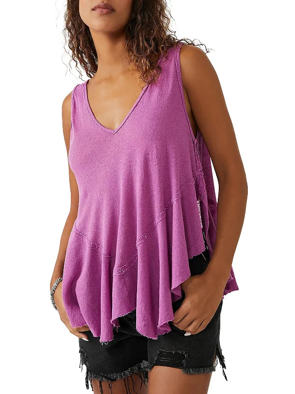 Bonus Savings Womens Unfinished Hem Drop Waist Pullover Top