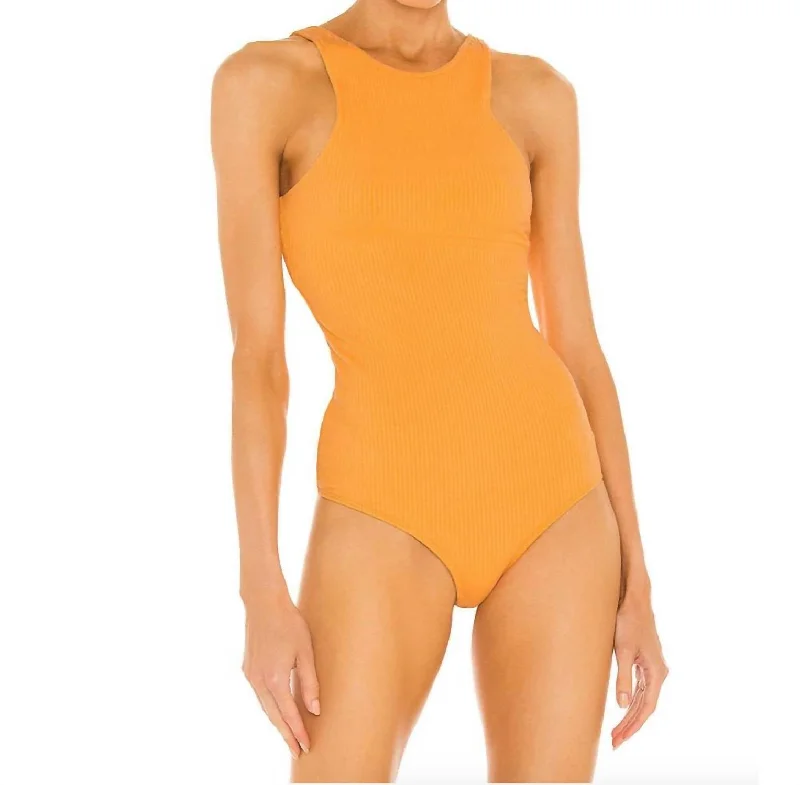 Can't Miss Alloy Rib Braided Bodysuit In Sunrise