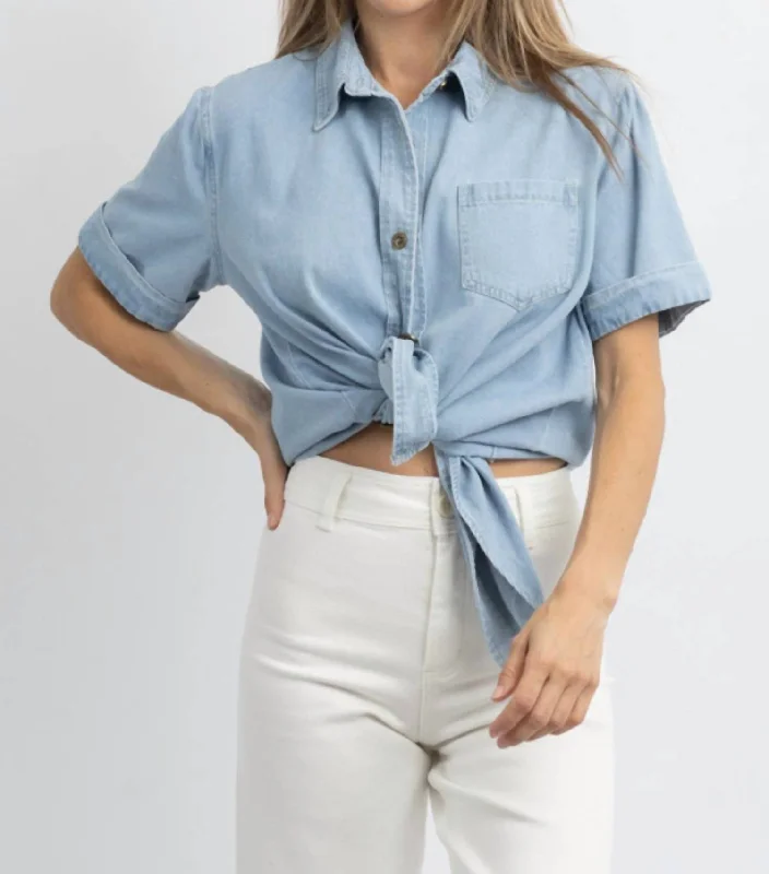 Special Discount Back Bay Denim Button Top In Blue