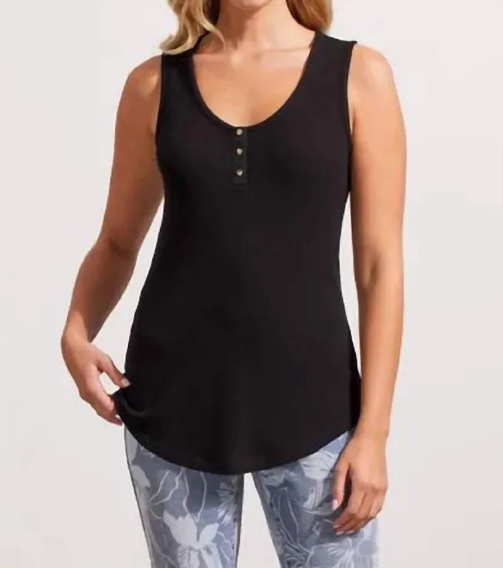 Super Sale Cami Tank With Buttons In Black