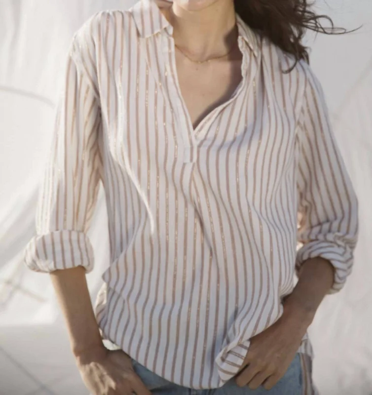Bargain Prices Courtney Henley Top In Oyster Stripe