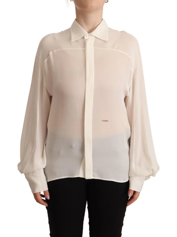Special Buy Dsqua²  Silk Long Sleeves Colla Blouse Women's Top