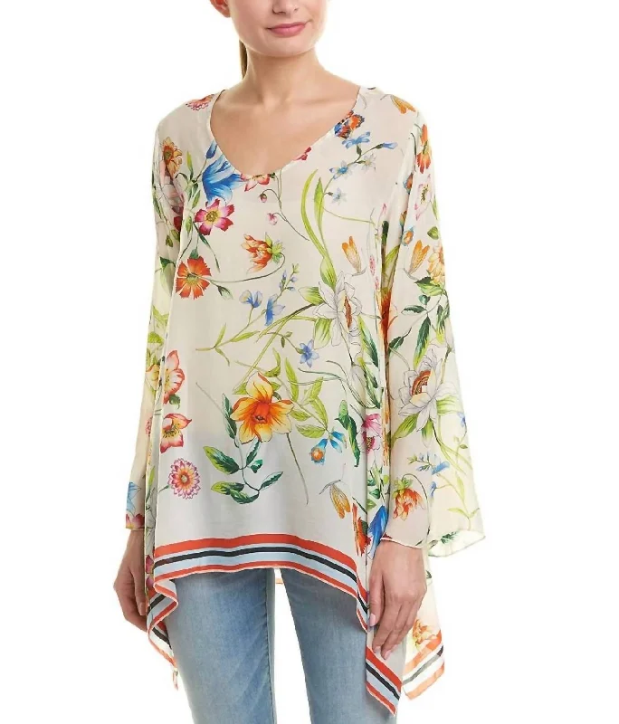 Deal Zone Fiska Flare Sleeve Blouse In Multi