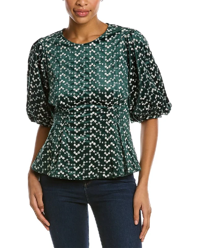 Deal Alert Gracia Flower Pattern Peplum Style Top