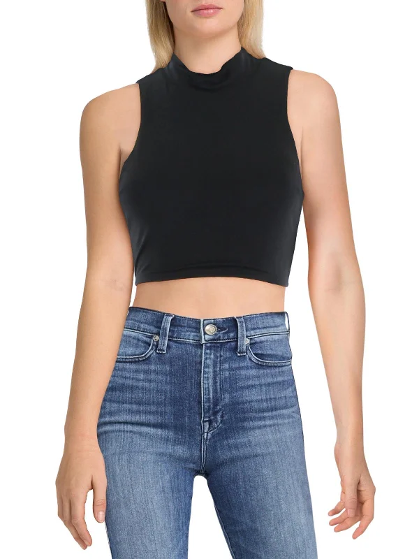 Year-End Sale Juniors Womens Solid Stretch Cropped