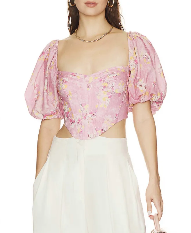 Special Buy Kiah Corset Top In Pink Garden