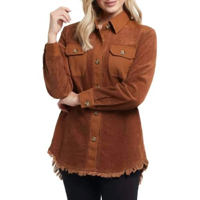 Extra Discounts Long Sleeve Shacket In Sepia