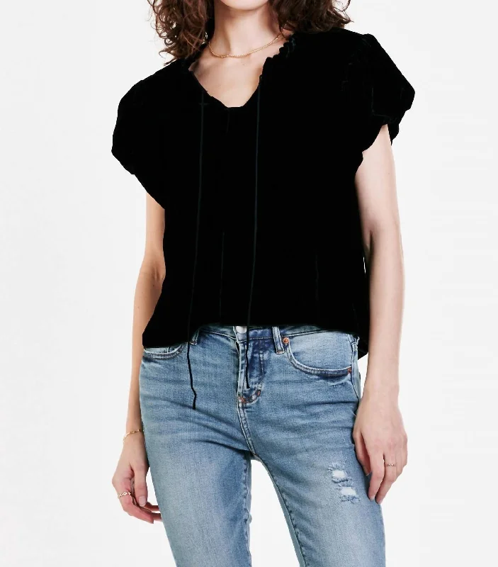 Instant Discount Maggie Puff Sleeve Top In Black
