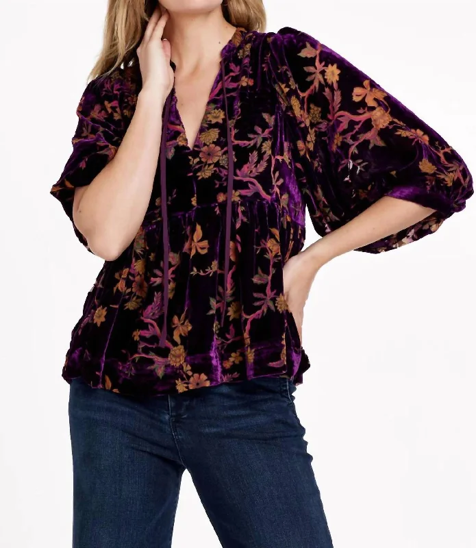 New Deals Malia V-Neck Top In Imperial Purple