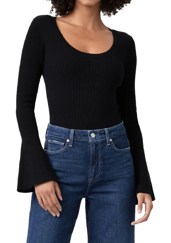 Closeout Sale Mimi Bell Sleeve Sweater Bodysuit In Black