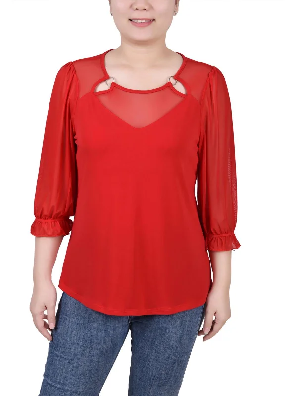 Today’s Special Petites Womens Polyester Blouse
