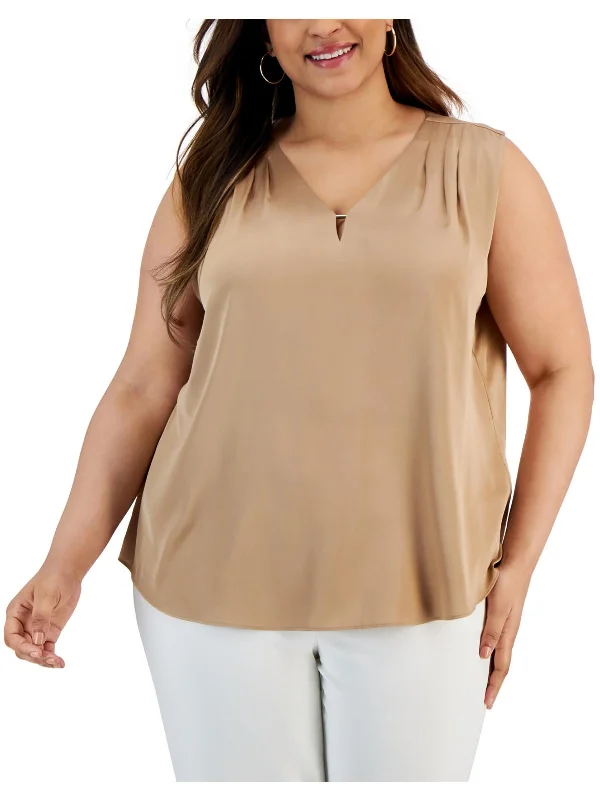 Deal of the Day Plus Womens Sleeveless Keyhole Neckline Cami