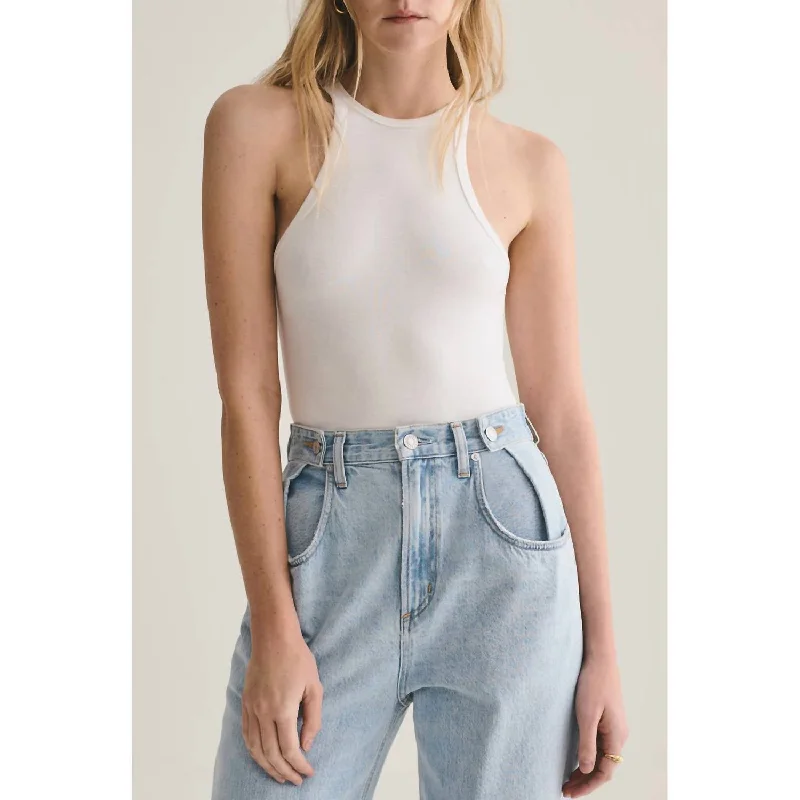 Super Sale Rianne High Neck Racerback Bodysuit In White