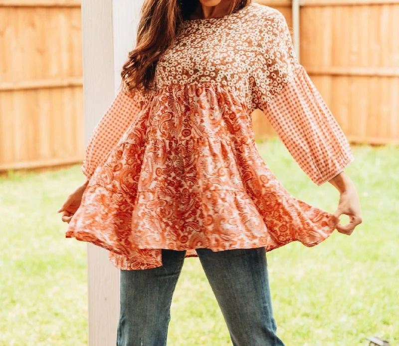 New Markdowns Season Of Blooms Floral Long Sleeve Top In Pink