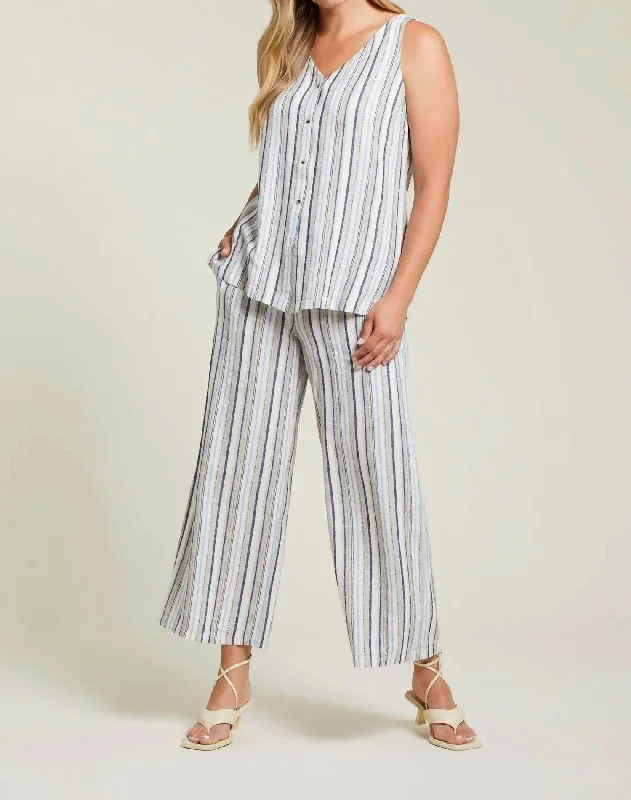 Discount Days Striped Tank Top With Side Slit In Multi