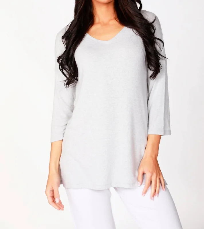 Get It Before It’s Gone Tatiana Kashmira 3/4 Sleeve Tunic In Gray