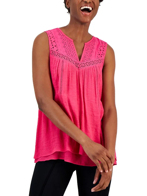 Clearance Sale Womens Crochet Sleeveless Blouse