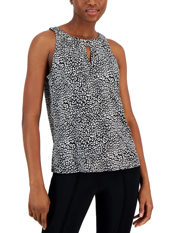 Anniversary Sale Womens Grommet Jersey Halter Top