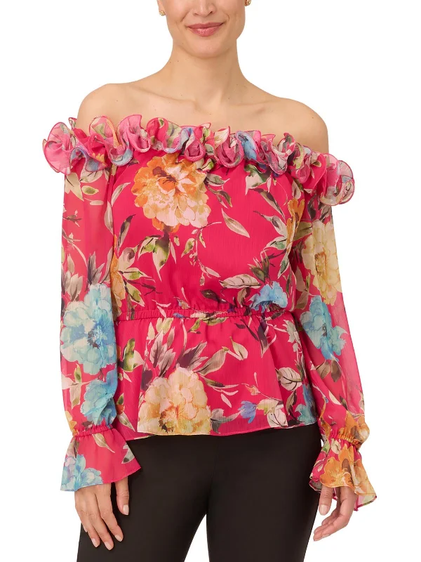 Customer Appreciation Sale Womens Ruffled Polyester Blouse
