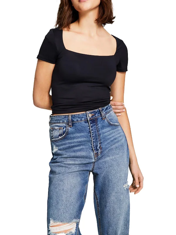 Seasonal Sale Womens Square-Neck Party Cropped