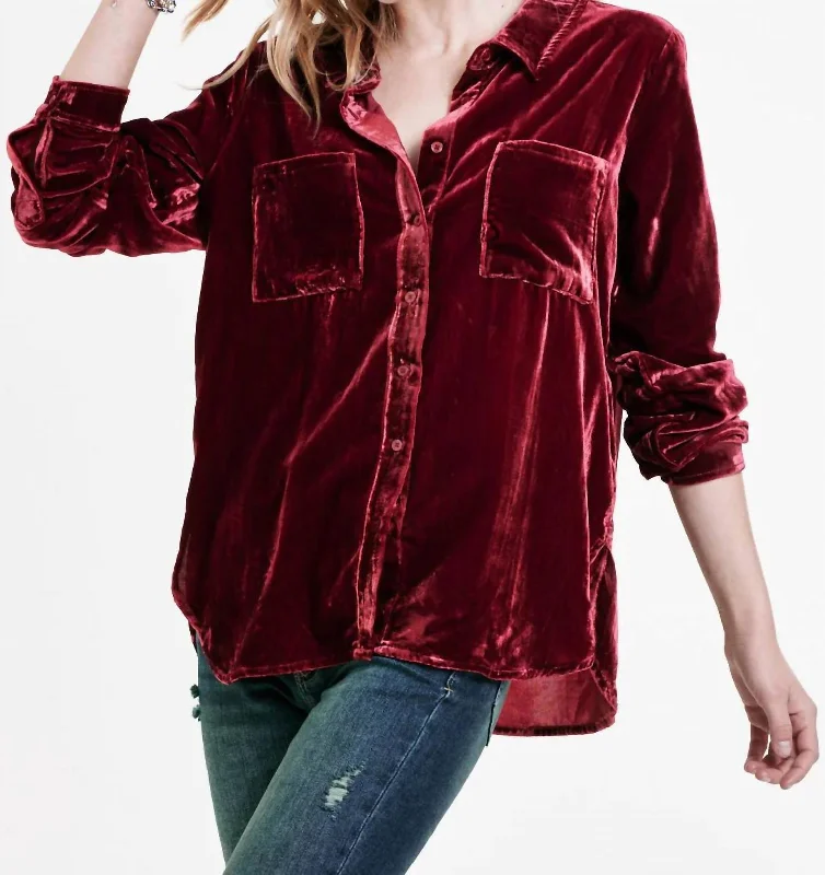 Deal Dash Wrenley Button Front Shirt In Red Berry
