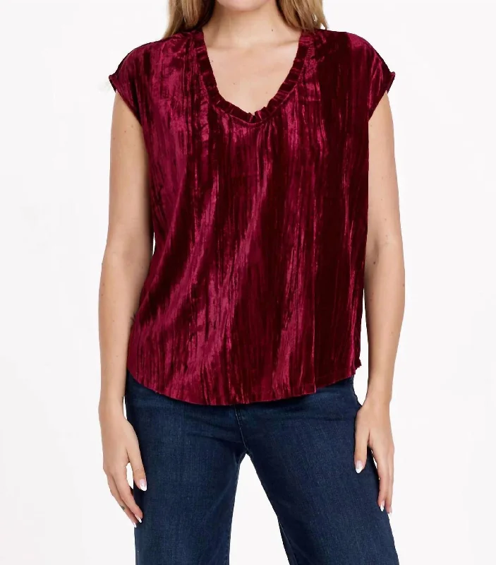 Don't Wait Yanis Velvety Top In Red Plum