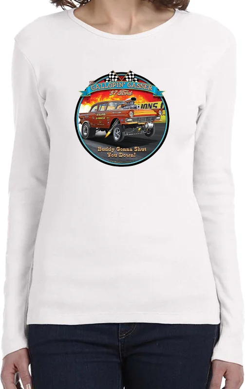 Deal Zone 1957 Ford Gasser Ladies Long Sleeve Shirt