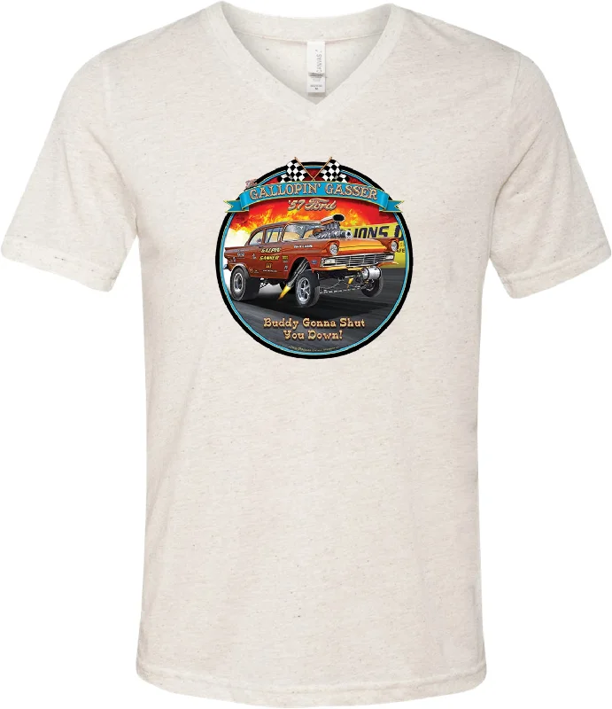 Discount Deals 1957 Ford Gasser Tri Blend V-Neck Shirt