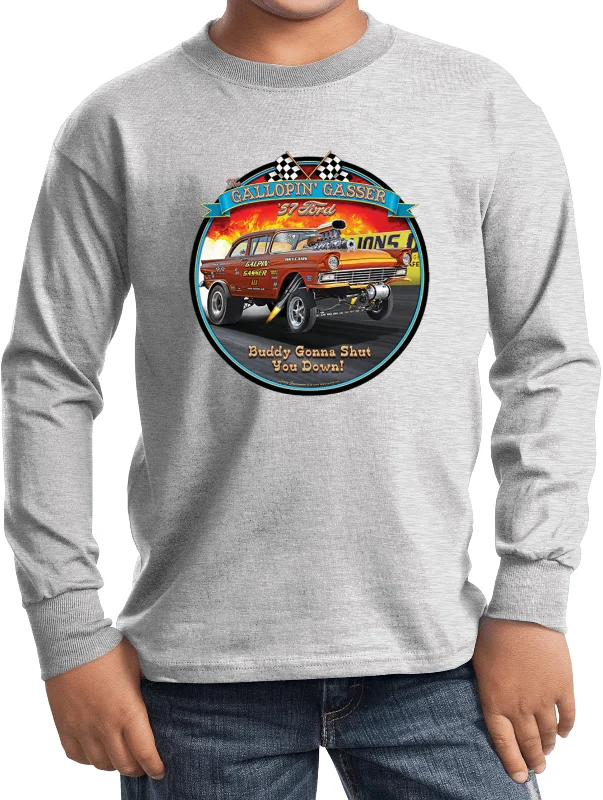 Closeout Sale 1957 Ford Gasser Youth Kids Long Sleeve Shirt